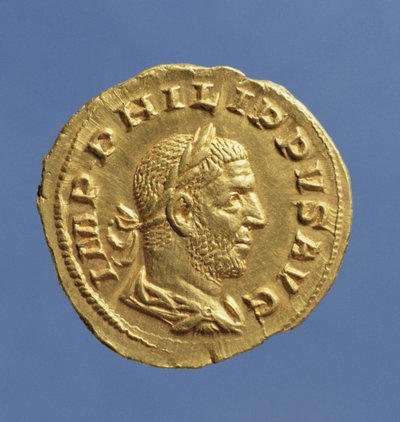 Aureus of Philip the Arab, draped, cuirassed, wearing a laurel wreath by Roman